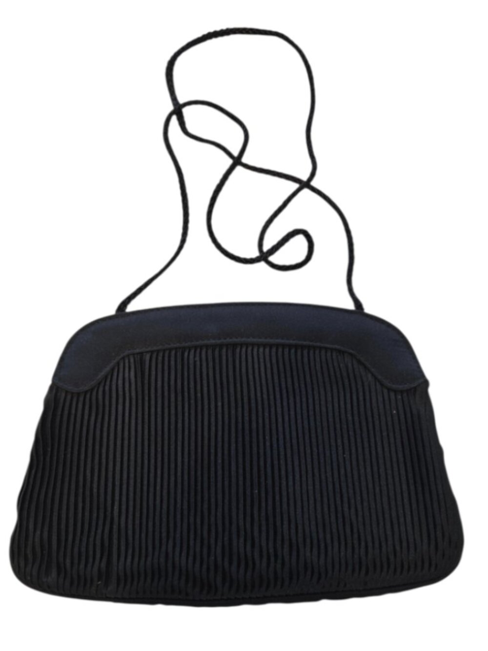Vintage Magid Black Pleated Evening Bag Crossbody Clutch Purse Glam Retro Lux